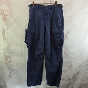 Aritzia TNA Pants Womens 2 Blue Cargo Carpenter High Rise Baggy Navy Synch Y2K